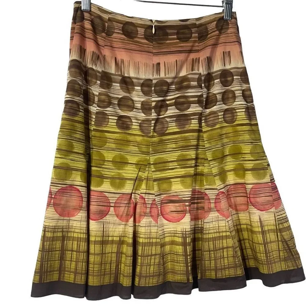 Talbots Women's Vintage Multicolor A-line pleated ruffle Skirt Size Petite 6
